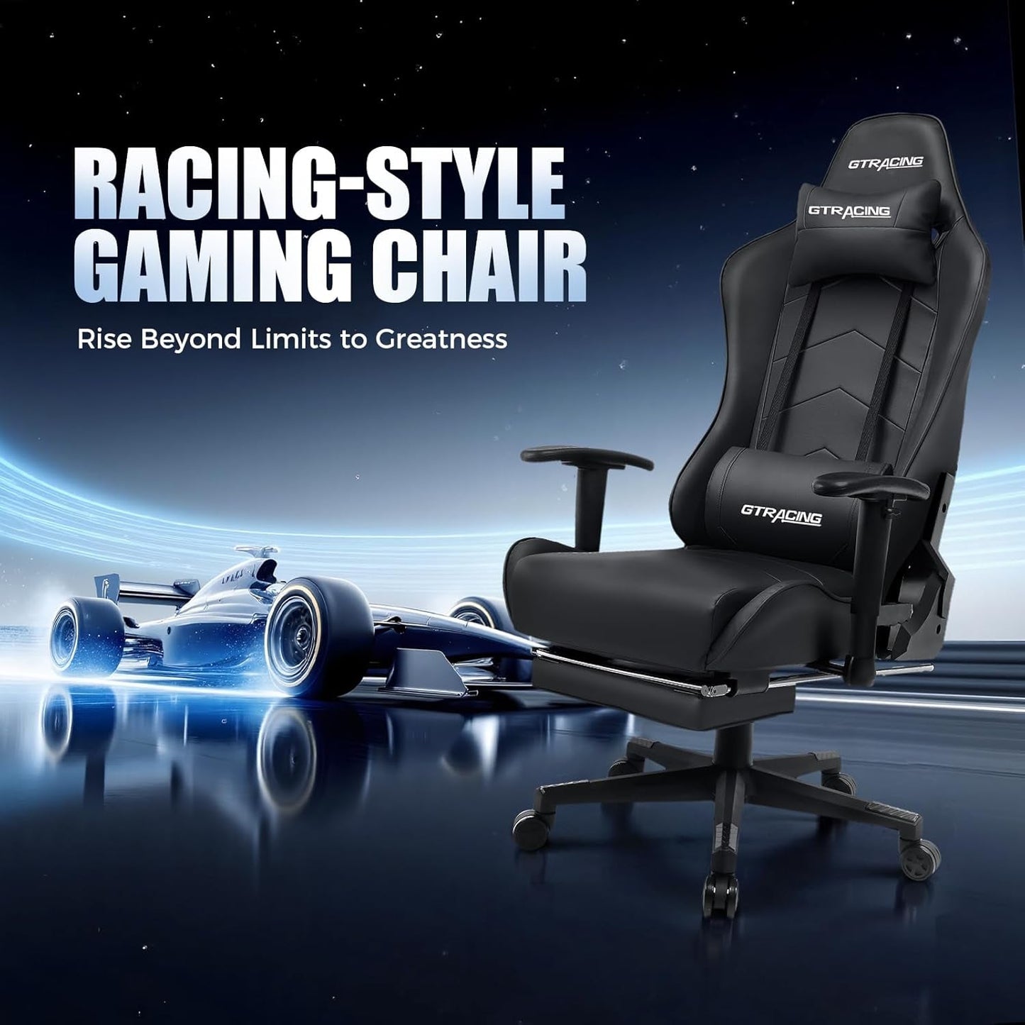 Gaming Chair with Footrest, Racing Style Computer Chair for Adult,