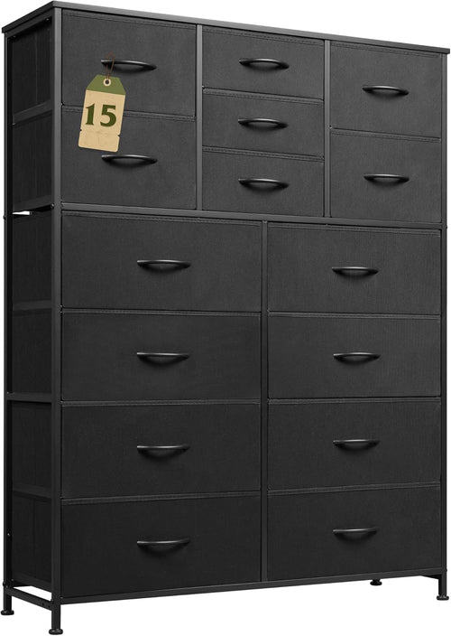 Tall Black Dresser for Bedroom Furniture, Fabric Dressers Storage