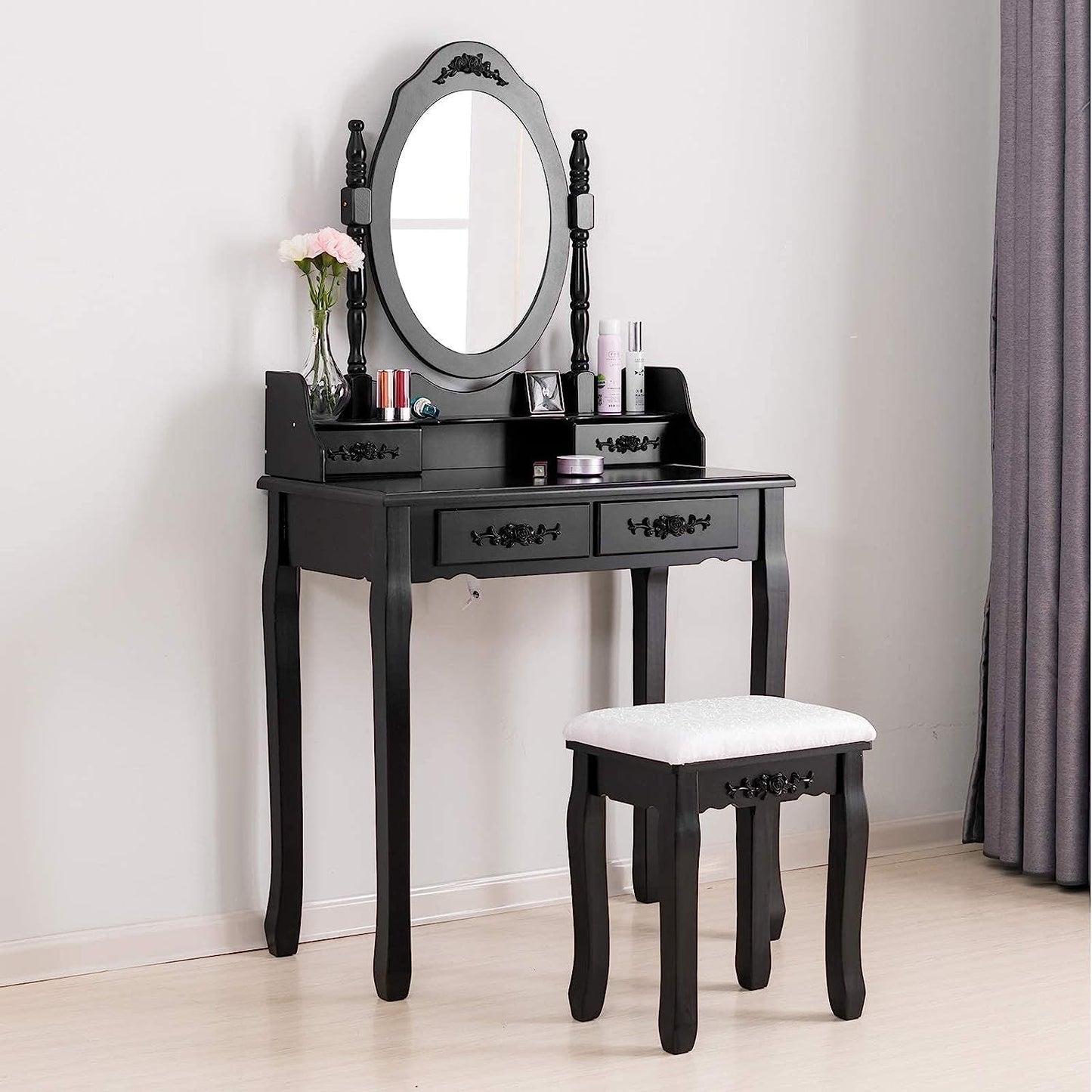 Oval Mirror Vanity Set for Girls // Bedroom, Furniture