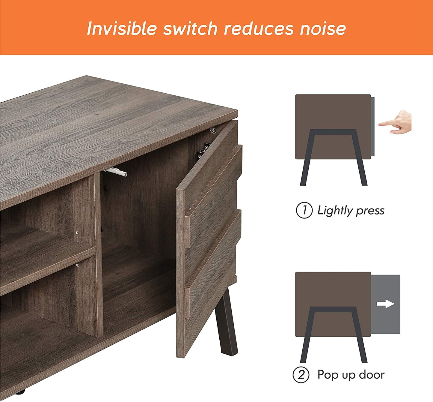 Wooden TV Console with 4 Storage Shelves // Living Room Furniture