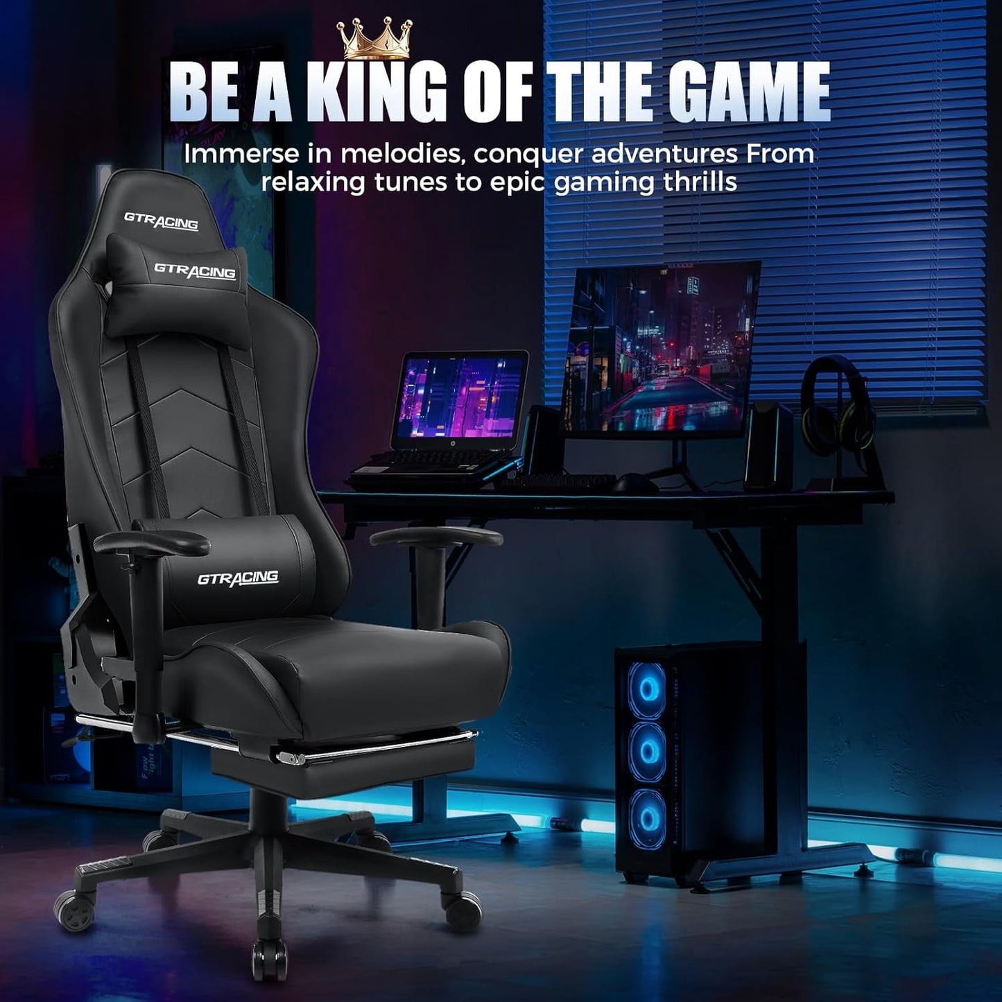 Gaming Chair with Footrest, Racing Style Computer Chair for Adult,