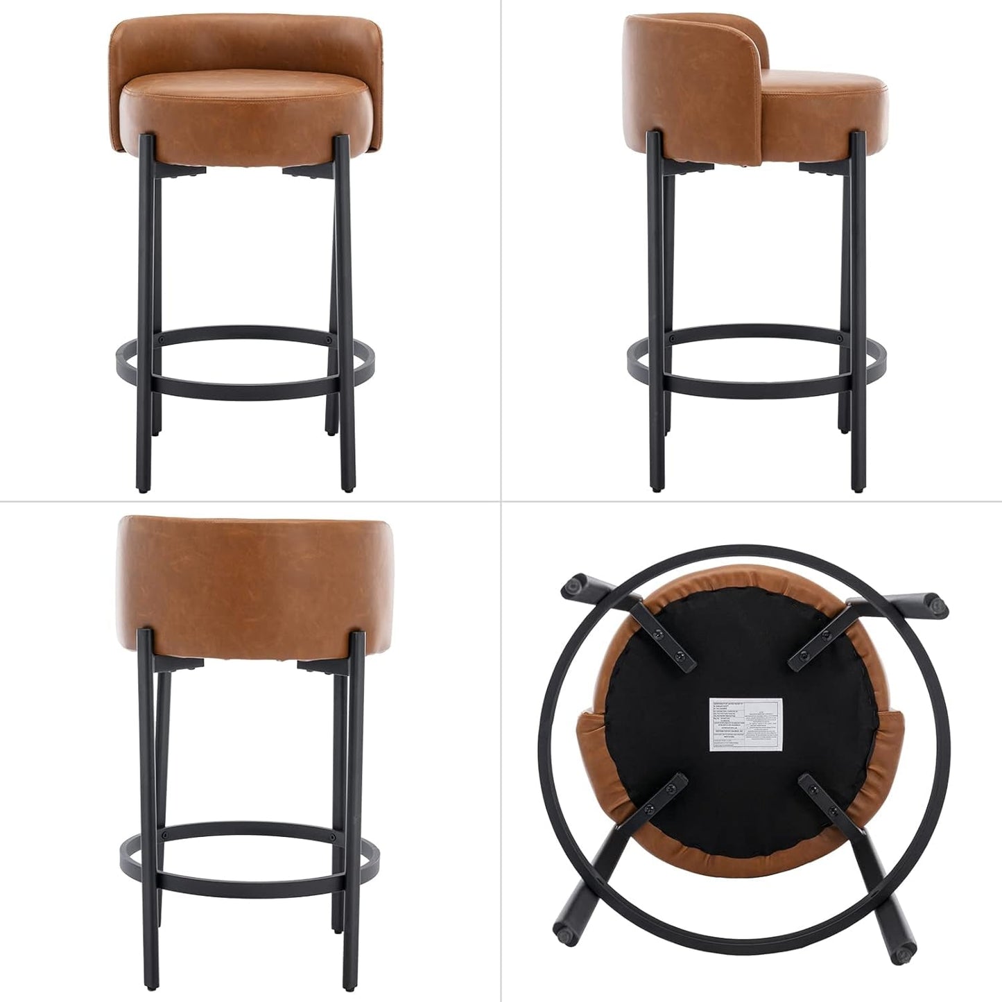 Counter Height Bar Stools 26" round Barstools Set of 2, Modern Faux // Furniture Kitchen
