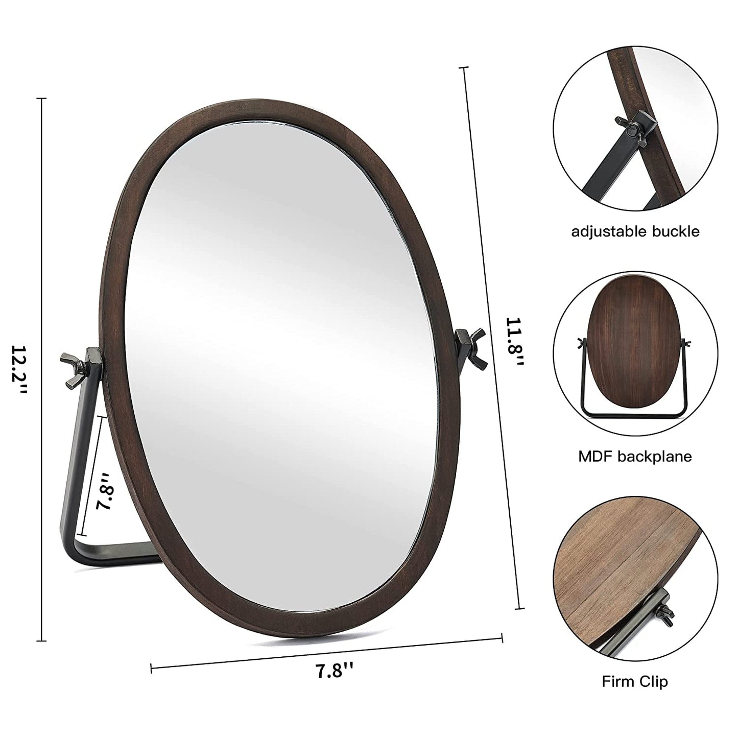 Vintage Bronze Wood Framed Makeup Mirror // Bedroom Furniture, deco