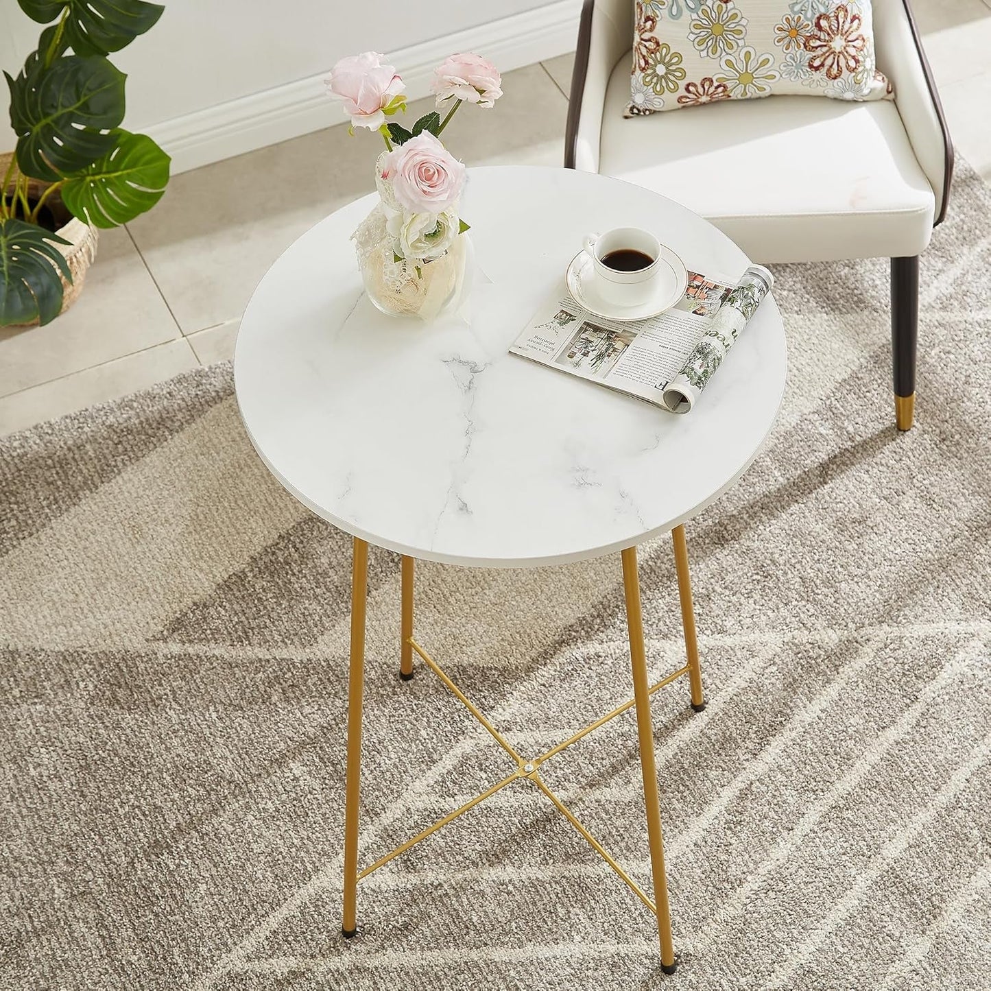 Gold Round Bistro Set: Small Bar Table & 2 Stools