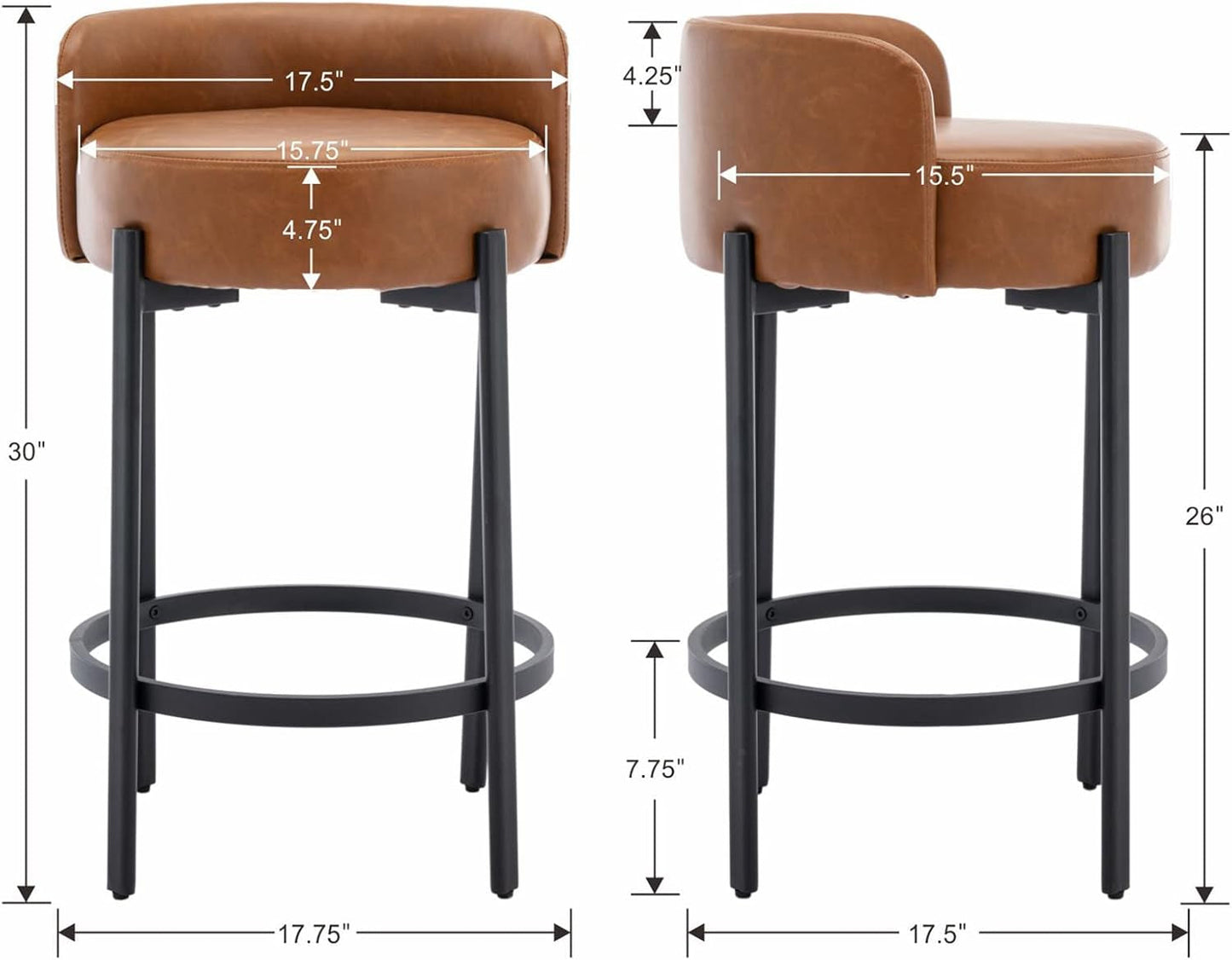 Counter Height Bar Stools 26" round Barstools Set of 2, Modern Faux // Furniture Kitchen
