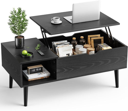 Wood Lift Top Coffee Table with Hidden Compartment and Large Storage