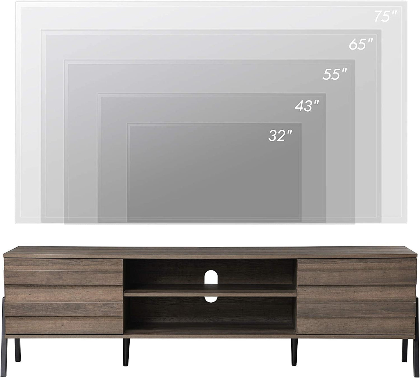 Wooden TV Console with 4 Storage Shelves // Living Room Furniture