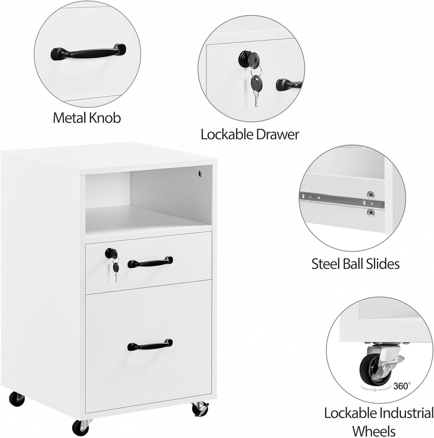 File Cabinet Vertical File Cabinets Mobile Letter Size File Storage // Office Furniture