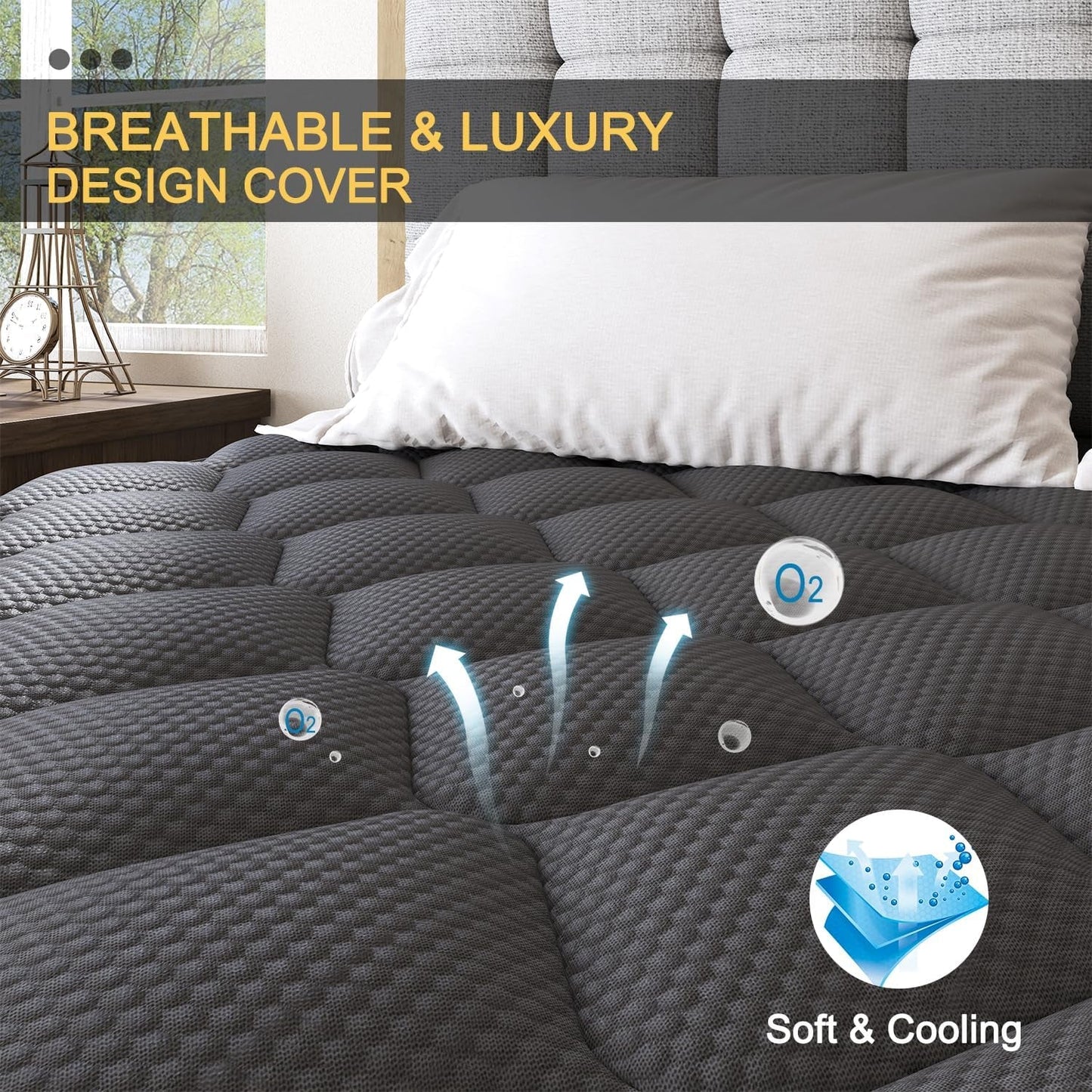 Full Hybrid Mattress, 12 Inch, Medium-Firm, Euro Top, Bedroom Furniture