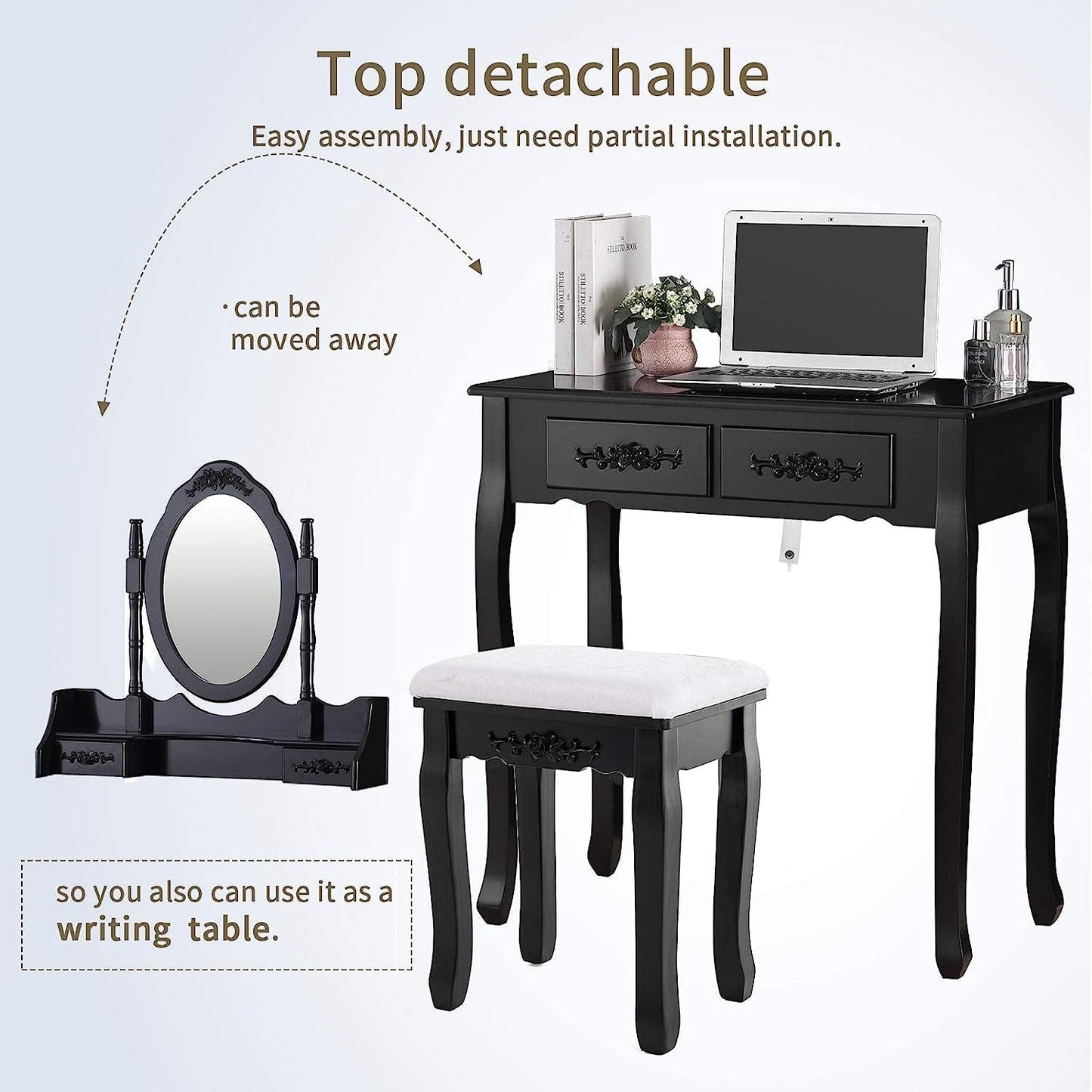 Oval Mirror Vanity Set for Girls // Bedroom, Furniture