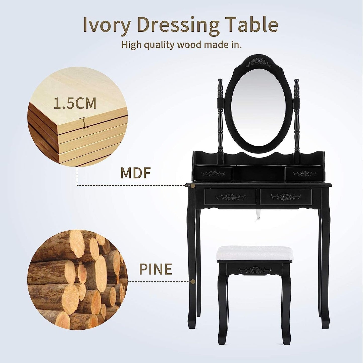 Oval Mirror Vanity Set for Girls // Bedroom, Furniture