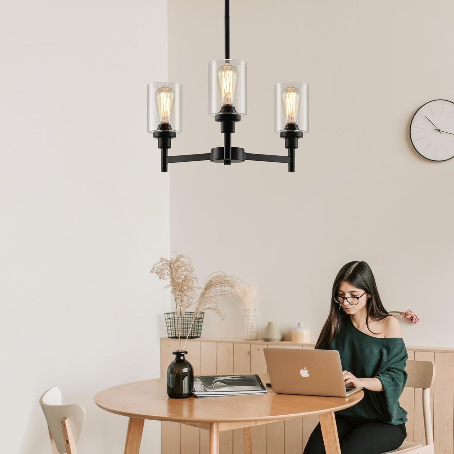 3 Lights Black Chandeliers  Light Fixture  ,