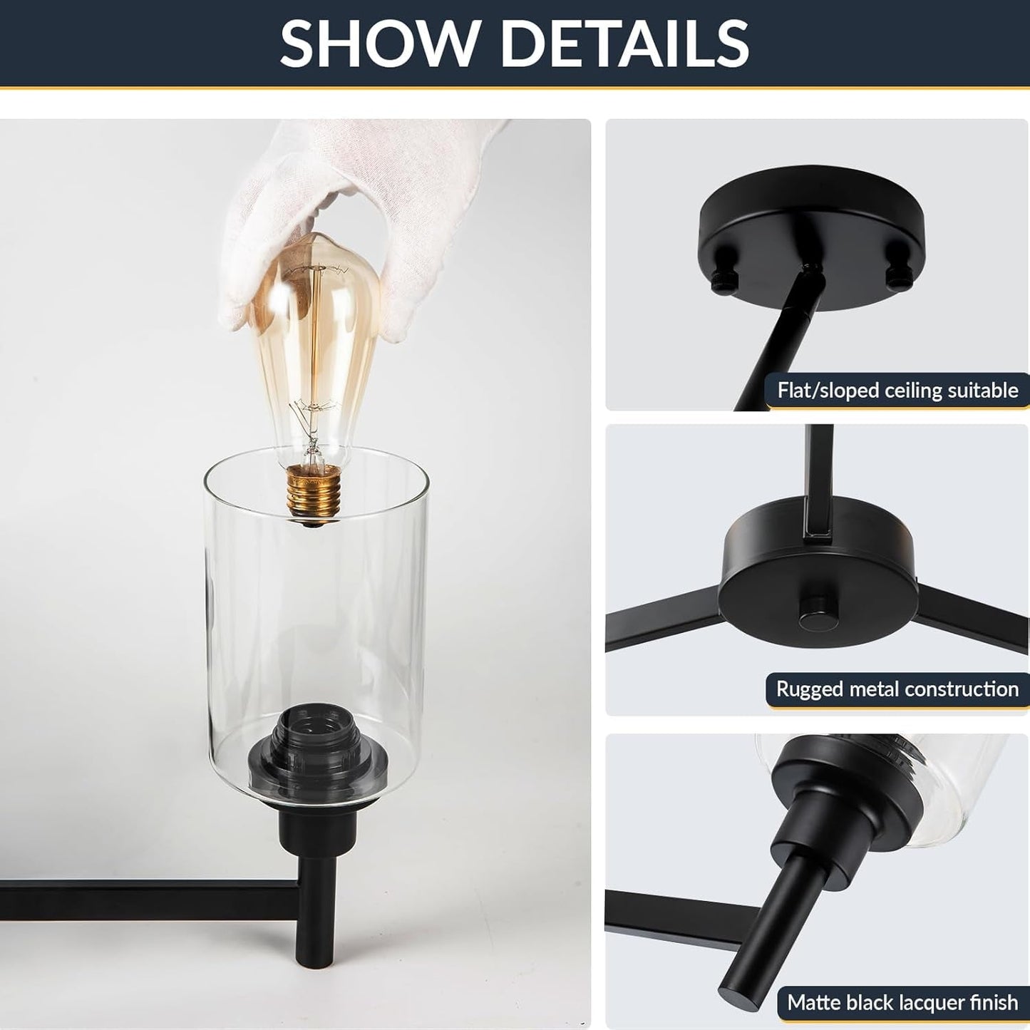 3 Lights Black Chandeliers  Light Fixture  ,