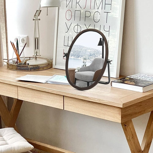 Vintage Bronze Wood Framed Makeup Mirror // Bedroom Furniture, deco
