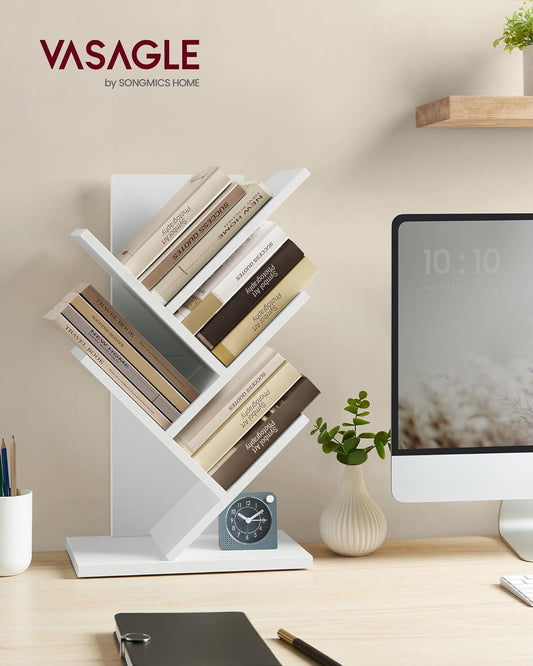 Tree Bookshelf, 5-Tier Bookcase, Small Bookshelf, Space-Saving Corner , décor