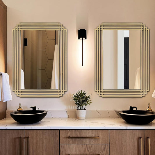 Brushed Gold Wall Mirror 24x36, Modern, Vanity, Bath / bathroom mirrors