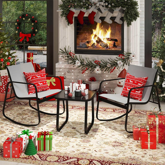 3 Piece Patio Furniture Set Outdoor Textilene Bistro Set Modern Porch