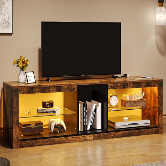LED TV Stand W/Power Outlets for Tvs up to 55/60 Inch, Gaming // TV & Media Furniture
