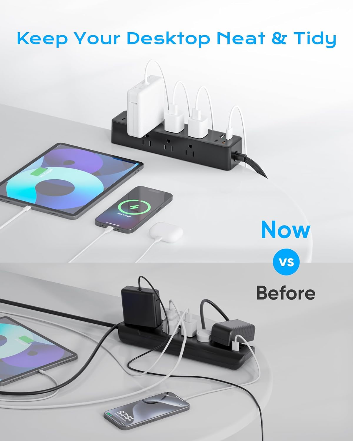 17-In-1 Desk Clamp Power Strip with 40W Fast Charging Station,  10Ft for furniture and office
