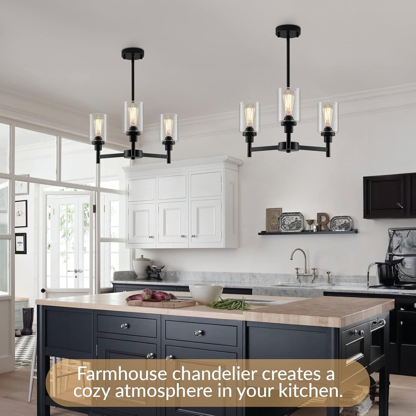 3 Lights Black Chandeliers  Light Fixture  ,