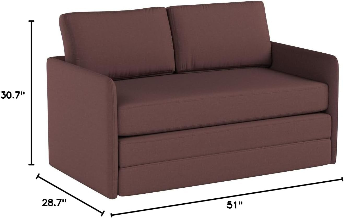 Brown Modern Loveseat Sleeper Contemporary Style // Living Room Furniture