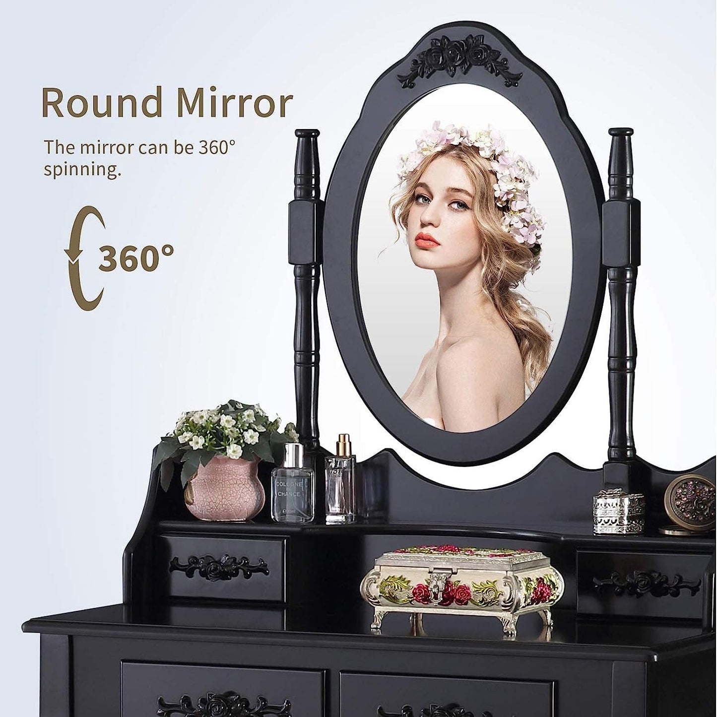 Oval Mirror Vanity Set for Girls // Bedroom, Furniture