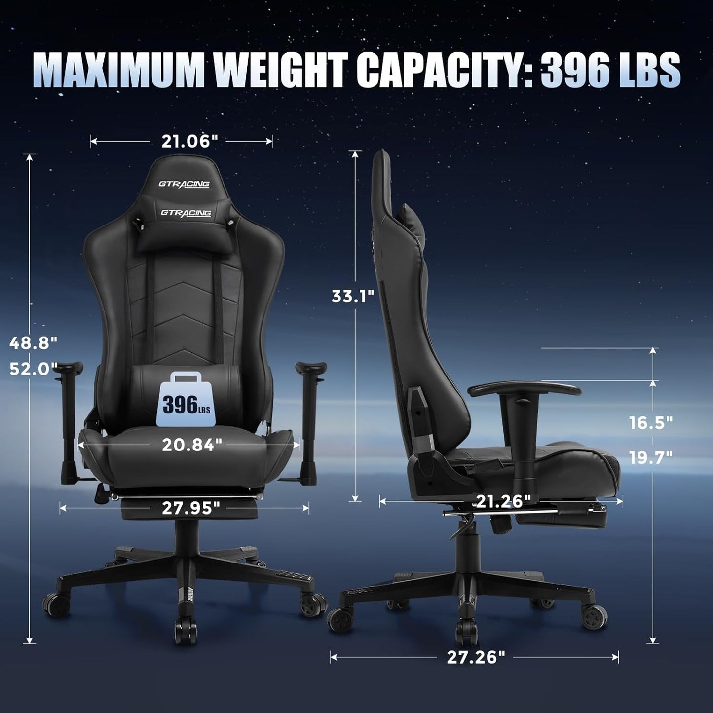 Gaming Chair with Footrest, Racing Style Computer Chair for Adult,
