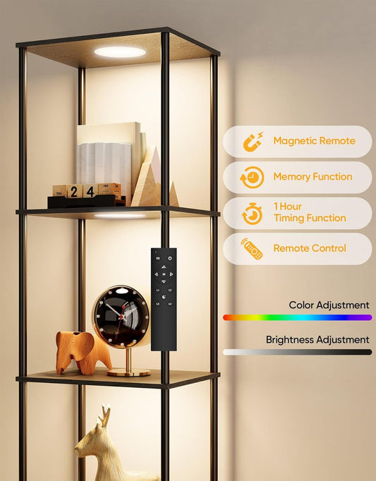 Display Shelf with RGBW Light, Color Changing Curio Cabinet Floor Lamp // Decorative light // Living room furniture