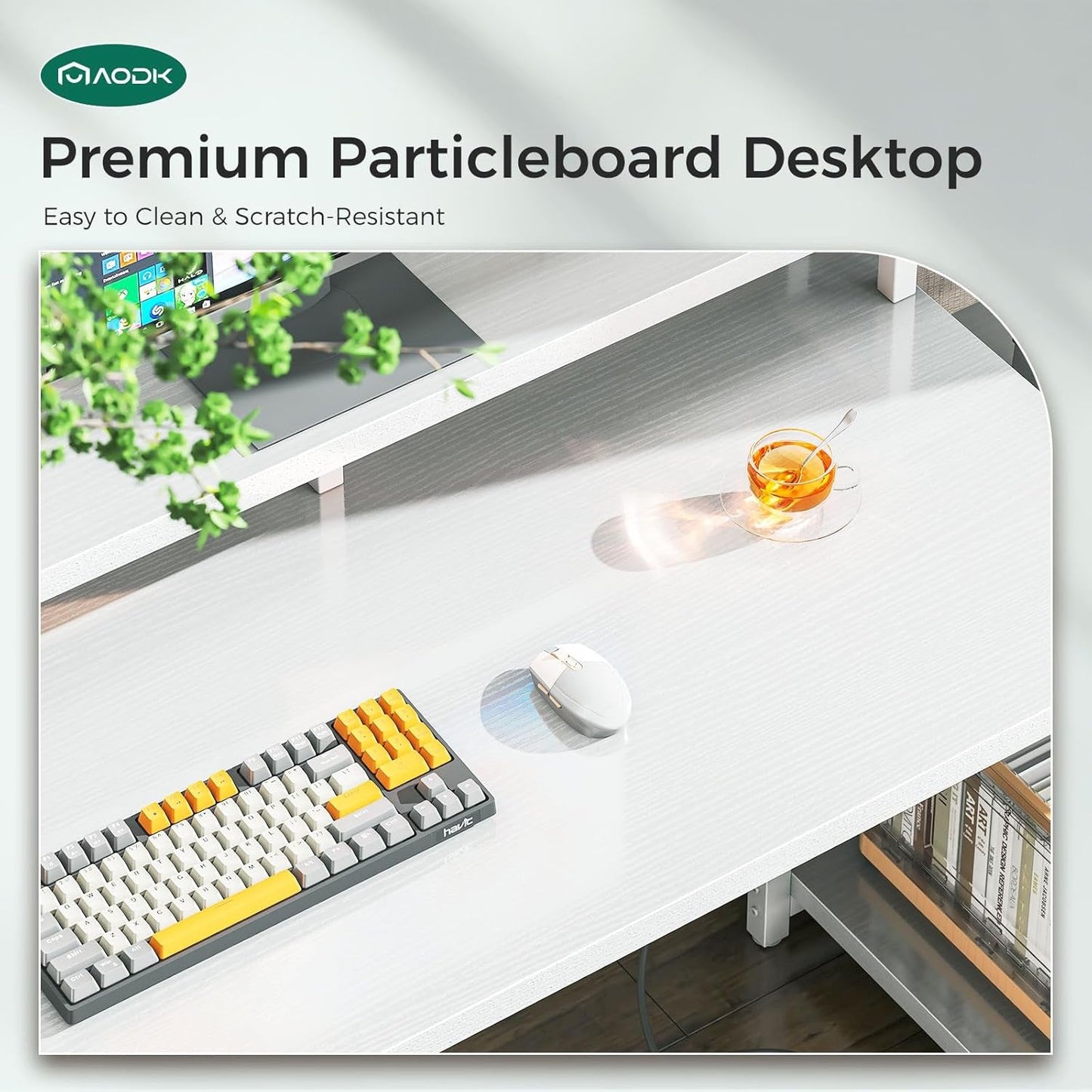 Computer Desk, 48 Inch Gaming Desk with Led Lights & Power Outlet, "meuble"