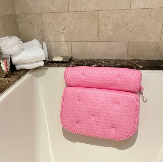 Pink Bathtub Pillow Bath Pillow with Anti-Slip Suction Cups 4D Mesh, salle de bain