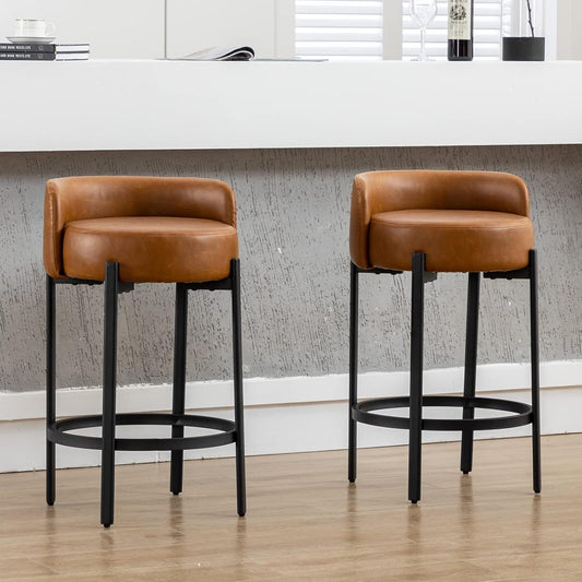 Counter Height Bar Stools 26" round Barstools Set of 2, Modern Faux // Furniture Kitchen