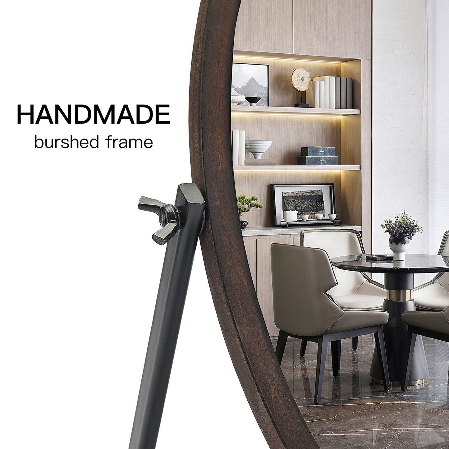 Vintage Bronze Wood Framed Makeup Mirror // Bedroom Furniture, deco