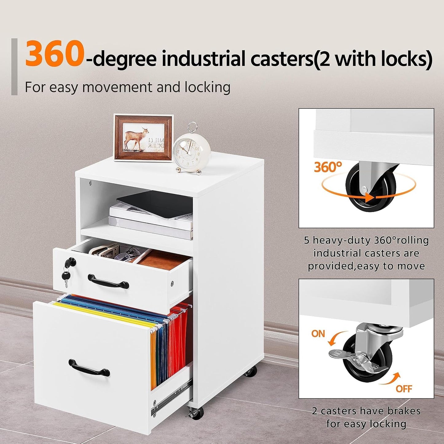 File Cabinet Vertical File Cabinets Mobile Letter Size File Storage // Office Furniture